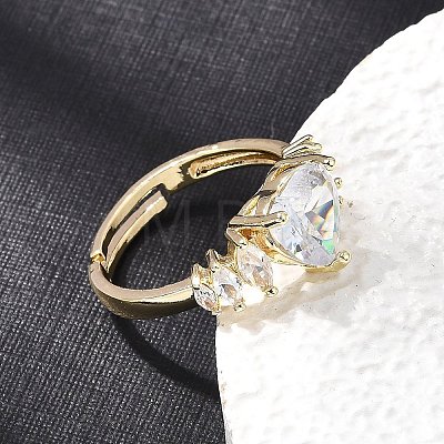Brass Micro Pave Cubic Zirconia Cuff Open Rings CU-CBA5C10-08G-1