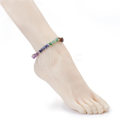 Chakra Chips Natural Gemstone Beaded Anklets AJEW-AN00390-1