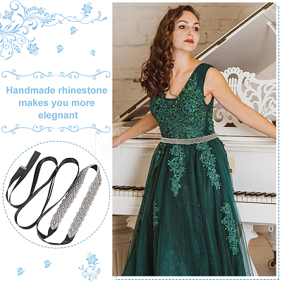 Rhinstone Flower Bridal Belt for Wedding Dress AJEW-WH0515-23A-1