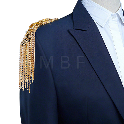 4Pcs 2 Colors Felt & Metal Rhinestone Tassel Epaulette DIY-HS0002-59-1