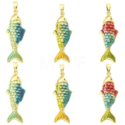 6Pcs 3 Styles Brass Enamel Pendants KK-CJ0005-59-1