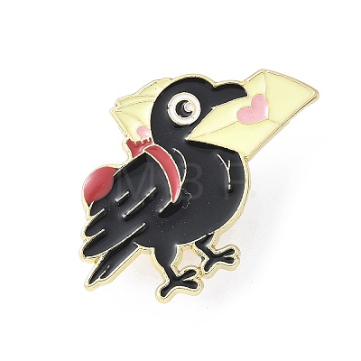 Crow with Love Letter Enamel Pins JEWB-V002-11D-1