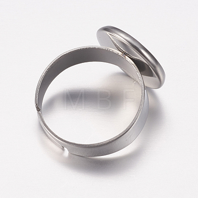 Adjustable 304 Stainless Steel Finger Rings Components STAS-F149-18P-B-1