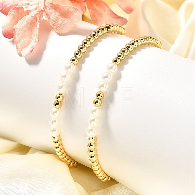 Brass Beaded Stretch Bracelets for Women BJEW-U018-01G-1