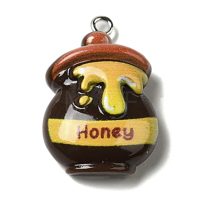 Bee Theme Opaque Resin Pendants RESI-G081-03D-1