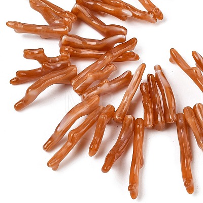 Opaque Acrylic Imitation Coral Beads Strands SACR-P033-01A-09-1