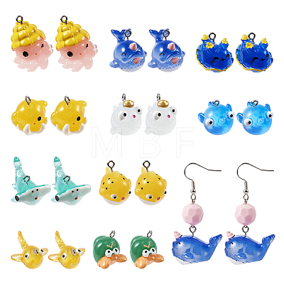 20Pcs 10 Styles Ocean Theme Resin Pendants FIND-TA0002-37-1