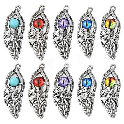 10Pcs 5 Colors Alloy Glass Big Pendants FIND-CJ0005-78-1