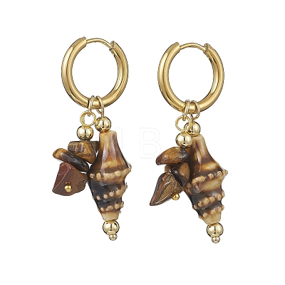 Brass Shell Shape Hoop Earrings EJEW-JE06747-02-1