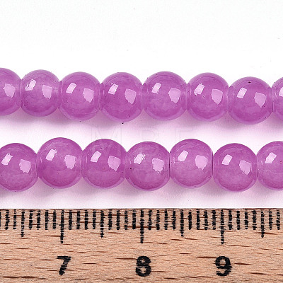 Baking Painted Imitation Jade Glass Round Bead Strands DGLA-Q021-6mm-23-1