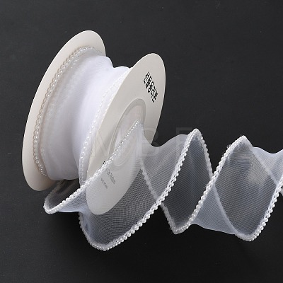 5 Yards ABS Pearl Edged Mesh Ribbon for Bowknot Making OCOR-B004-01A-07-1