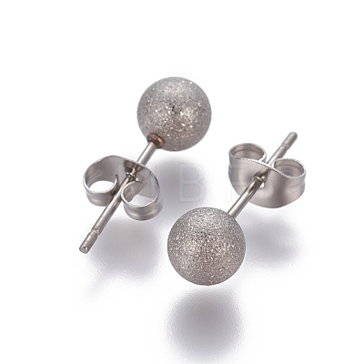 304 Stainless Steel Ear Studs EJEW-G253-6mm-P-1