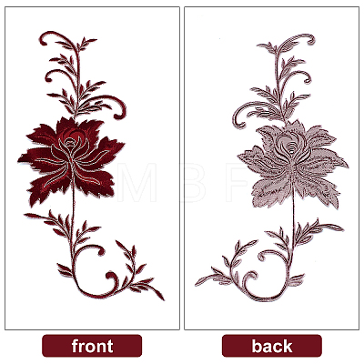 Gorgecraft 2Pcs Peony Computerized Embroidery Cloth Iron on/Sew on Patches DIY-GF0005-32B-1