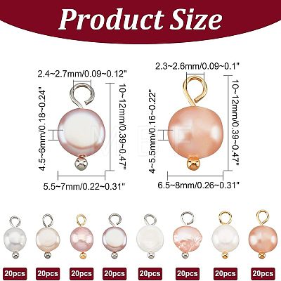  80pcs 4 Styles Natural Cultured Freshwater Pearl Charms PEAR-NB0001-65-1