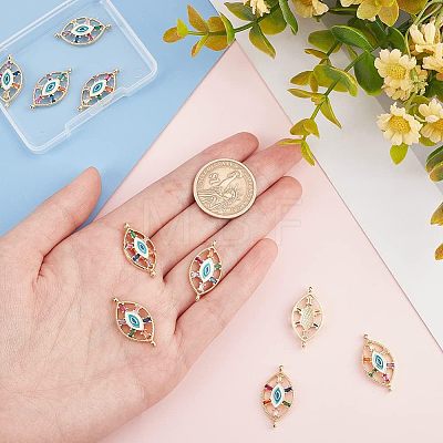 10Pcs Brass Colorful Cubic Zirconia Connector Charms FIND-HY0001-23-1