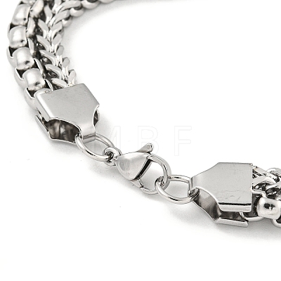 Non-Tarnish 201 Stainless Steel Multi-Strand Chains Bracelets BJEW-F473-02P-02-1