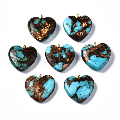 Assembled Bronzite and Synthetic Turquoise Pendants G-T111-04C-1