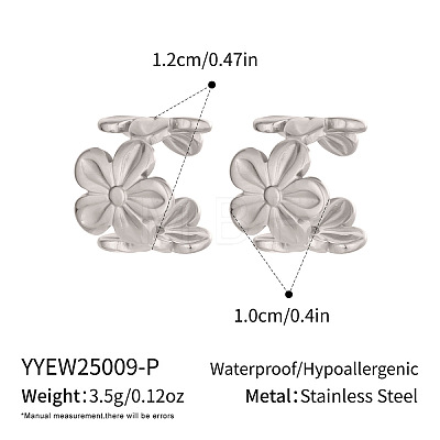 304 Stainless Steel Cuff Earrings for Women YW4360-2-1