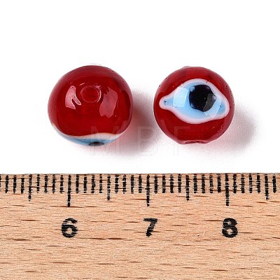 Handmad Evil Eye Round Lampwork Beads LAMP-T021-17D-1