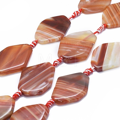 Natural Banded Agate/Striped Agate Beads Strands G-I245-59-1