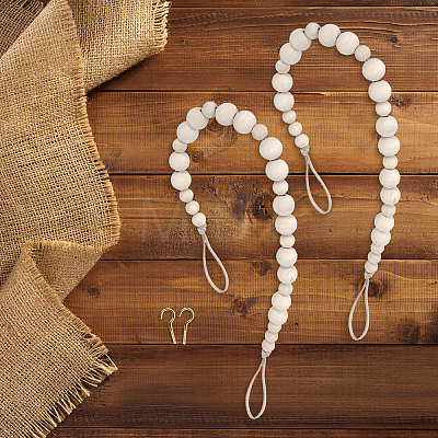 Round Natural Wood Beads Curtain Hanging Decorations AJEW-WH0237-04-1