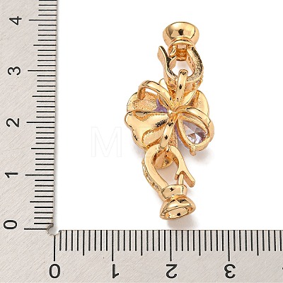 Brass Micro Pave Clear Cubic Zirconia Fold Over Clasps KK-U037-22G-04-1