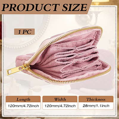 Rhombus Textured Velvet Jewelry Storage Zipper Pouches for Earrings Rings Bracelets Necklaces ABAG-WH0085-012C-1