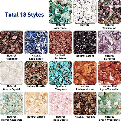  396G 18 Style Natural & Synthetic Gemstone Chip Beads G-NB0002-64-1