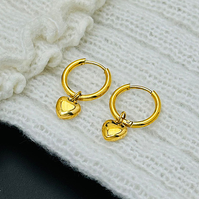 Heart 304 Stainless Steel Hoop Earrings FS-WGDB01D-01-1
