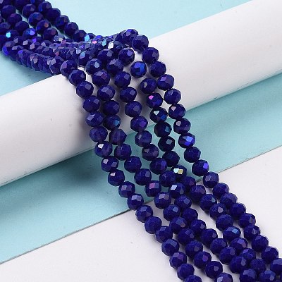 Electroplate Opaque Solid Color Glass Beads Strands X1-EGLA-A034-P4mm-L12-1