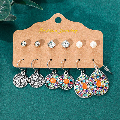 Bohemian Style Alloy Resin and Enamel Dangle Earrings WGA2ED8-01-1