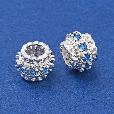 Brass Micro Pave Cubic Zirconia European Beads KK-H513-06S-1