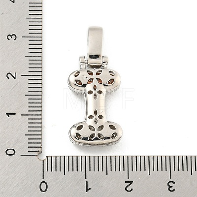 Brass Micro Pave Clear Cubic Zirconia Pendants KK-B099-01P-I-1