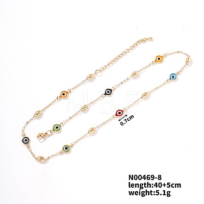 Brass Resin Evil Eye Link Lock Collarbone Necklaces TU6924-2-1