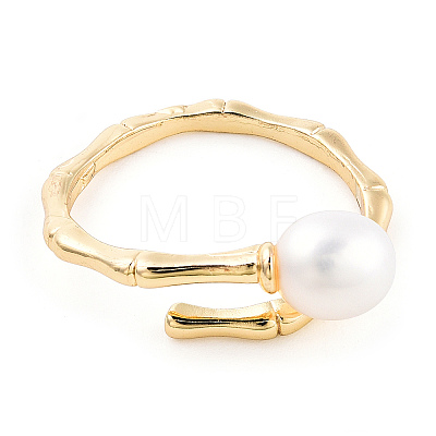 Natural Pearl Beaded Open Cuff Rings RJEW-T026-06G-1