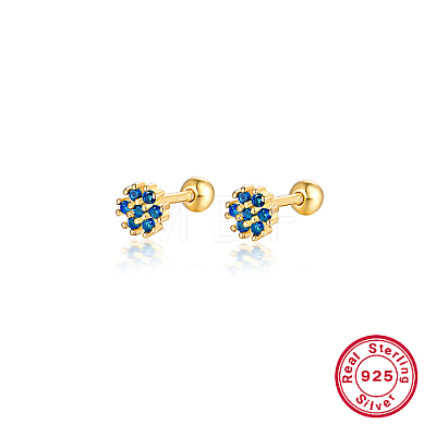 Real 18K Gold Plated 925 Sterling Silver Flower Stud Earrings TL5591-12-1