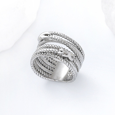 304 Stainless Steel Twisted Wire Design Finger Rings DM2174-3-1