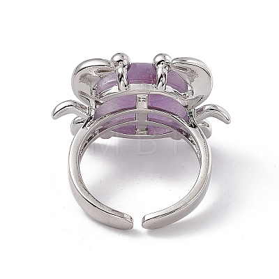 Natural Amethyst Crab Open Cuff Ring RJEW-I090-01P-10-1