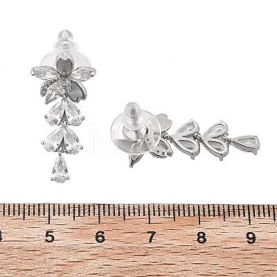 Brass Clear Cubic Zirconia Stud Earrings EJEW-D301-06P-03-1