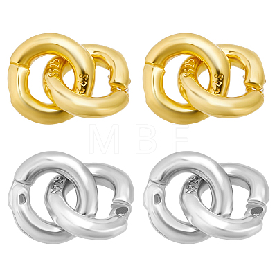 4Pcs 2 Colors 925 Sterling Silver Duoble Loop Linking Rings STER-BC0004-54-1