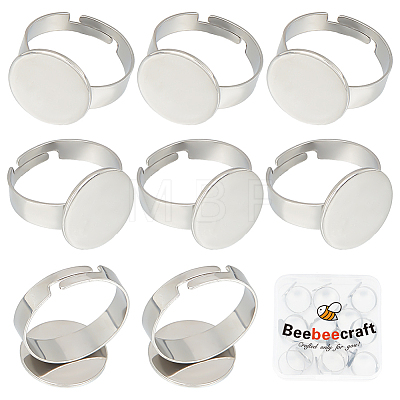 Beebeecraft 20Pcs Adjustable 304 Stainless Steel Finger Rings Components STAS-BBC0003-85-1