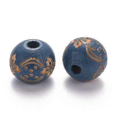 Painted Natural Wood Beads X-WOOD-N006-03A-07-1