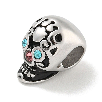 304 Stainless Steel Rhinestone European Beads STAS-U005-10P-1