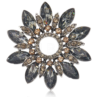 Flower Alloy Rhinestone Brooches for Backpack Clothes JEWB-WH20011-02B-1