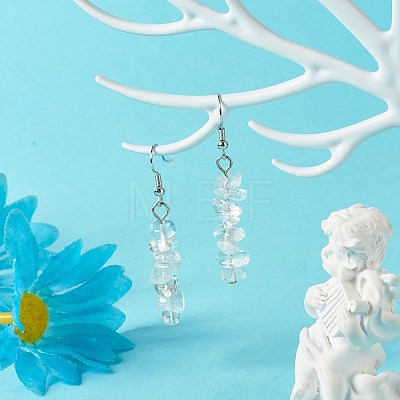 Natural Quartz Crystal Chip Beads Dangle Earrings EJEW-JE04649-06-1