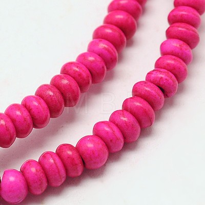 Dyed Synthetical Turquoise Rondelle Bead Strand G-P083-6mm-84A-1
