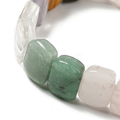 Natural Mixed Gemstone Rectangle Beaded Stretch Bracelets BJEW-E093-01-1