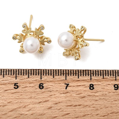 Brass Micro Pave Cubic Zirconia Stud Earring EJEW-H180-08G-1