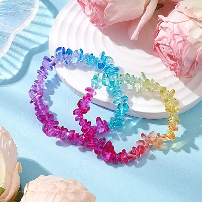 Rainbow Color Glass Chip Beaded Stretch Bracelets for Women BJEW-JB10778-1