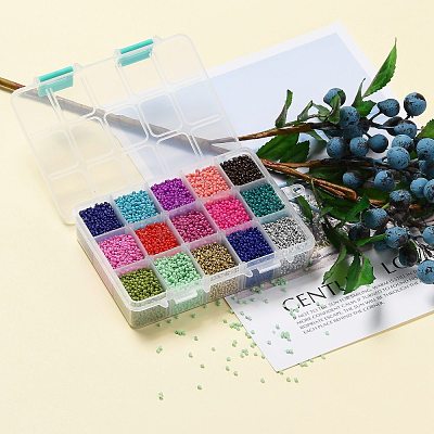 375G 15 Colors Baking Paint Glass Seed Beads SEED-JP0004-03-2mm-1